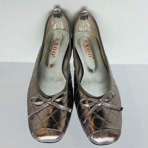 NEW XXOO Ballet Flat Shoes Women's 24/ 7 Quilted Metallic Faux Patent Leather